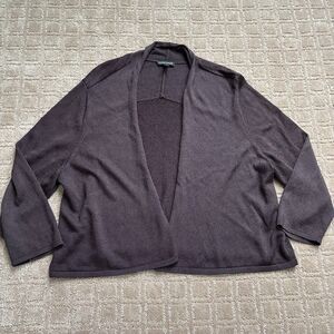Eileen Fisher Chocolate Brown Cropped Cardigan Women's XL Viscose Minimalist